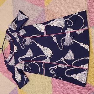 Lilly pulitzer girls medium dress navy tassels pink